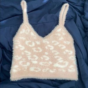 Leopard print fuzzy top
